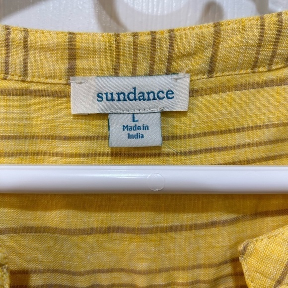 Sundance - Warm Breeze Tunic 100% Linen Pleated Front Warm Yellow Women Size L - Picture 3 of 7